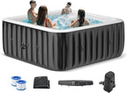 NAIZEA Inflatable Hot Tub - Outdoor Hot Tubs 2 to 4 Person, Portable Blow Up Spa Square Portable Hot Tub, 120 Soothing Bubble Air Jets, Cover, 2 Filter, 158 Gallon,57x57x25in