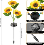 Solar Flowers Lights - Upgraded Outdoor Sunflowers Flowers Lights, Waterproof Outdoor Solar Lights for Garden, Patio, Backyard,Party and Office (Sunflowers, 4)