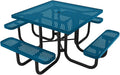 COATEDOUTDOORFURNITURE Heavy-Duty Portable Outdoor Picnic Table with Umbrella Hole, Punched Steel Commercial-Grade Patio Dining Furniture Made in America (46" Square Top, Light Blue)