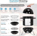 GREEN PARTY 18" Vertical Charcoal Smoker Grill Bullet Water Smoker Barbeque Grill, Outdoor BBQ Smokers Portable Meat Smoker Grill for Deck Patio Backyard Balcony Parties