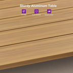 PURPLE LEAF Outdoor Dining Set All-Weather PE Rattan Outdoor Patio Furniture Set with All Aluminum Frame Rectangular Table and Chairs 9 Pieces Set for Lawn Garden Backyard Deck, Teak