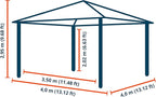 TOOLPORT Hardtop Gazebo 13x13 ft with Polycarbonate Roof - Wood-Like Finish - 4 Side Panels in Gray