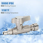 Ball Valve Pressure Washer, DN10 Ball Valve, 3/8" High Pressure Ball Valve for Power Washer Hose, 5000 PSI (3/8" Female BSP)