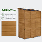 Macrout Large Outdoor Storage Cabinet with 6 Shelves (4.8 x 2.2 x 6.5 ft), Outside Storage Shed with Lock, Wooden Garden Shed for Yard Patio Lawn, 1738 (Natural)