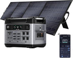 OUKITEL P2001 Plus 2400W Power Station with 200W Solar Panel, 2048Wh Solar Generator with 4 AC Outlets (5000W Peak), 1.5H Full Charging, APP Control Battery Backup for Home, Camping & RVs
