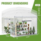 AMERLIFE 10×10×8.5 FT Pop-up Greenhouses for Outdoors Indoor with Adjustable Sturdy Frame, Portable Walk in Greenhouse with 2 Roll-up Zipper Doors, Windows and PE Cover, White
