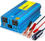 LVYUAN 1000 Watt Pure Sine Wave Power Inverter 12V DC to 110V/120V AC Converter with 2 sockets and USB Port for Car Truck Family Solar System,RV, Truck,Road Trip & Emergency