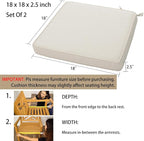 Magpie Fabrics Indoor Outdoor Waterproof Square Chair Cushion, 18 x 18 x 2.5 Inch, 2 Pack, Water Resistant Seat Cushions, for Patio Garden Office, Cream