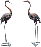2 Pack Beautiful Heron Outdoor Garden Statue Ornament Realistic Metal Heron Lawn Yard Patio Decorations Art Sculpture Outside Decor Gift for Women Grandma Birthday,48" Tall Brone Heron