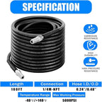 Sewer Jetter Kit for Pressure Washer 50FT, 5800PSI Water Jet Drain Cleaner Hose with 4 Sewer Jetting Nozzles, 1/4 Inch NPT Corner, Waterproof Tape and Handle Strap