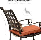 PURPLE LEAF 5 Pieces Patio Dining Set Cast Aluminum with 4 Armchairs and 47" Round Table, Cushion and Pillow Included, for Lawn Yard Garden Outdoor Dining Set, Brick Red