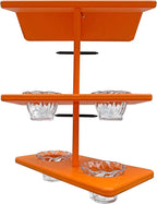 DutchCrafters Plastic Poly Double Platform Hanging Oriole Bird Feeder with Fruit Slice Holders & Nectar Cups, Jelly Bird Feeders for Outside - Amish Made in USA (Double, Bright Orange)