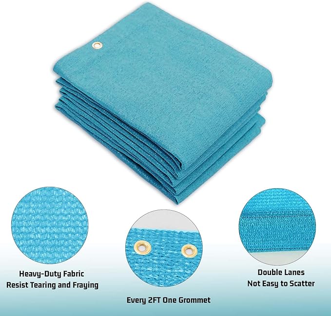 SUNNY GUARD Shade Cloth Custom Size 13x19 FT Sun Shade Screen Fabric Shade Cover Tarp with Grommets for Pergola Backyard Garden, Turquoise(We Customized)
