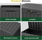 ROJIK Outdoor Storage Housing Deck Box - Waterproof Patio Furniture, Garden Tools, Cushions, Pool Accessories Storage Bench with Lockable Lid and Side Handles (Black 48 Gal)