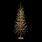Alpine Corporation 65" H Indoor/Outdoor Pre-Lit Silver Foil Christmas Tree with Yard Stake and 360 LED Lights, Christmas Decoration