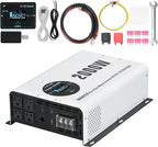 2000W Pure Sine Wave Power Inverter DC 12V to AC 120V Converter with LCD Display, Wireless Remote Control, 4 AC Outlets, 1 Hardwire Terminal, Dual USB Ports for RV Truck Boat Solar System