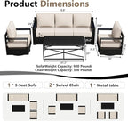 Outdoor Patio Furniture Set, 4-Piece Aluminum Patio Conversation Set All-Weather Metal Outdoor Sectional with 6 Inch Thick Cushions, Deep Setting for Garden, Outside and Porch
