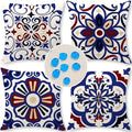 Cirzone Outdoor Pillow Covers 18x18 Set of 4 Morden Blue Geometric Patterns Waterproof Throw Outdoor Pillows Boho Decorations for Funiture Patio Garden Home