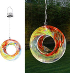 VCUTEKA Bird Feeder Solar Fly Through Bird Feeders for Outside Hanging with Round Shape Glass Container to Attract Wild Birds for Garden Decor, Solar Birdfeeder as Gift for Lovers, Red 8-Inch