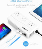 BESTEK 200W Power Inverter DC 12V to 110V AC Inverter with 4.2A 4-Port USB Car Adapter [ETL Listed]