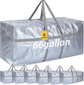 6 Pcs 66 Gallon Large Moving Bags with Zipper and Handles Foldable Storage Duffle Bags Heavy Duty Extra Large Totes for College Dorm Travel Clothes Blankets Bedding Moving (Silver)