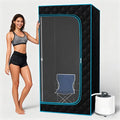 Sauna,Portable Steam Sauna,Fold-able Wet Sauna Tent Set with 2.5L 1500W Steamer,Full Size Home Sauna,with Folding Chair,Remote Control,Blue Sauna for Gym,Pilates,Garage,Hot Tub