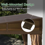 12’ x 20’ Lean to Gazebo, Outdoor Wall Mounted Gazebo Aluminum Frame, Hardtop Pergola with Galvanized Steel Sloping Roof for Patio Deck Garden Backyard, Curtain and Netting Included