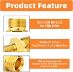 GASHER 4Pcs Brass M22 Pressure Washer Fitting Kit Used To Connect with Power Washer Guns,Hoses Pumps
