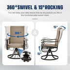 UDPATIO Patio Swivel Dining Chairs Set of 8, Outdoor Swivel Chairs High Back with All Weather Textilene Metal Rocking Frame for Lawn Garden Backyard, Brown