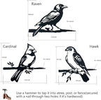 3pcs Black Metal Art Bird Ornaments for PatioTree, Country Farmhouse Style Outdoor Art, Metal Yard Art Outdoor and Garden Decorations,(Includes Cardinal & Raven & Hawk)