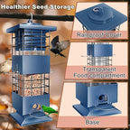 Squirrel Proof Bird Feeder, 3.5Lbs Large Capacity Metal Squirrel-Proof Bird Feeders for Outdoors Hanging, 4 Feeding Ports Wild Bird Feeders with Gravity Protection for Finch, Cardinal, Blue Jay
