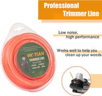 WOTIAN Weed Eater String 0.095-Inches Square Twisted Trimmer Line .095" 98ft Square Twist Weed Wacker String of Premium Nylon Compatible with Stihl Echo Grass Cordless Electric Trimmer,Orange