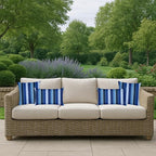 RSH DECOR: Sunbrella Square Throw Pillows Set of 2 | 24" x 24" | Water and Fade-Resistant Performance Fabric | Outdoor Pillow Covers with Down-Alternative Inserts | Milano Cobalt