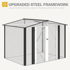 DWVO 8x6FT Outdoor Storage Shelter, Roomy Steel Tool Shed with Secure Entrances & Air Circulation for Patio, Lawn, and Backyard, Ideal for Storing Garden Gear, Lawn Tools, and Bikes, Dark Gray