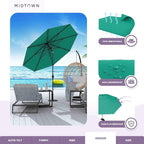 Midtown Umbrellas Sunbrella Umbrella 9 Feet Outdoor Umbrella With Canvas Teal Acrylic Fabric - Auto-Tilt Aluminum Frame Patio Umbrella For Backyard, Deck, Garden, Pool - Black Pole