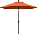 California Umbrella 9' Round Aluminum Pole Fiberglass Rib Market Umbrella, Crank Lift, Collar Tilt, Black Pole, Sunbrella Spectrum Mist