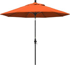 California Umbrella 9' Round Aluminum Pole Fiberglass Rib Market Umbrella, Crank Lift, Collar Tilt, Black Pole, Sunbrella Spectrum Mist