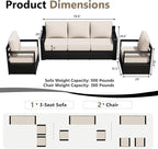Outdoor Patio Furniture Set, 3-Piece Aluminum Patio Conversation Set All-Weather Metal Outdoor Sectional with 6 Inch Thick Cushions, Deep Setting for Garden, Outside and Porch