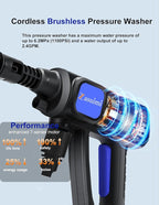 Portable Power Washer, 1100PSI Cordless Pressure Washer Battery Operate with 6-in-1 Nozzle, Foam Cannon, 3.0Ah Battery, Lightweight Handheld Power Washer for Car, Patios, Outdoor Cleaning