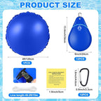 Hungdao 4ft Pool Pillow Cover for Above Ground with 12 Pcs Inflatable Pool Cover Weight with Hook Winter Ice Antifreezing Hanging Bag with Rope and Connection Buckle(Royal Blue,4ft,Round)
