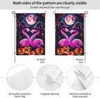 Flamingo Halloween Garden Flag Vertical Double Sided Outdoor Yard Flags 12.5x18 Inch Burlap Banners for House Lawn
