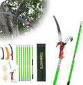 26 Feet Tree Pole Pruner Manual Branches Trimmer Extension Cut Tree Branch Garden Tools Loppers Hand Pole Saws (With Scissors)