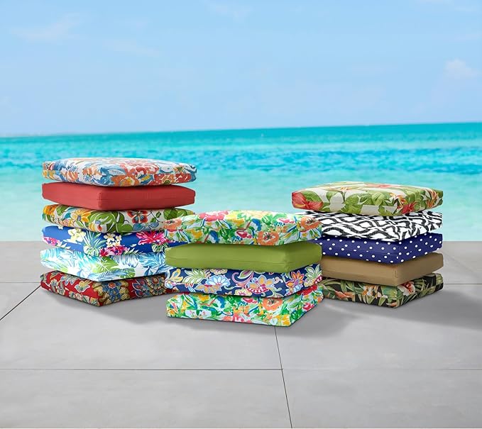 BrylaneHome Chair Cushion with Ties - 18.75" L x 18" W - Patio & Outdoor - Water, Stain & Fade Resistant - Cypress Midnight
