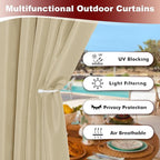 HolidayIdeas Grommet Outdoor Curtains for Patio Waterproof 8 Pcs All Weather Balcony Outside Curtains for Apartments, Gazebo, Pergolas, Porch, 54x95 Inch, Cream