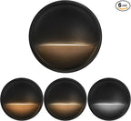LED Low Voltage Deck Lights Outdoor Waterproof,6-Pack 3CCT Deck Lighting Fixtures Landscape Step,3W,12V-24V AC/DC Die-cast Aluminum Housing Fence Lamp Wired 2700K/3500K/5000K (Black)
