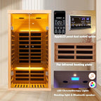 Hemlock 1 Person Infrared Sauna for Home, Luxury Personal Indoor Sauna Spa, 1420w/120v Ultra Low EMF Infrared Sauna, App&LCD Panel Controls, Bluetooth Speakers, Chromotherapy Lights, Reading