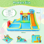 AKEYDIY Inflatable Water Slide Bounce House for Kids 3-12, Mega Water Bounce House Park w/ 2 Slides, Splash Pool & Deep Pool, Basketball Hoop, Water Cannon, 8 in 1 Backyard Water Park with Blower