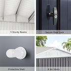Polar Aurora 6x8 FT Outdoor Storage Shed, Metal Garden Shed with Updated Frame Structure, Tool Sheds for Backyard Garden Patio Lawn White