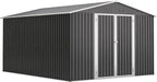 10x12 FT Outdoor Storage Shed, Large Metal Garden Shed with Lockable Hinged Doors, Outside Tool Shed with Sloped Roof & 4 Air Vents, Waterproof Storage Building for Backyard, Patio, Lawn, Black