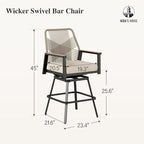 HERA'S HOUSE Outdoor Swivel Bar Stools Set of 6, High Top Patio Chairs with All Weather Cushion Pro Fabric, Bistro Set for Backyard, Lawn Garden, Balcony,Poolside